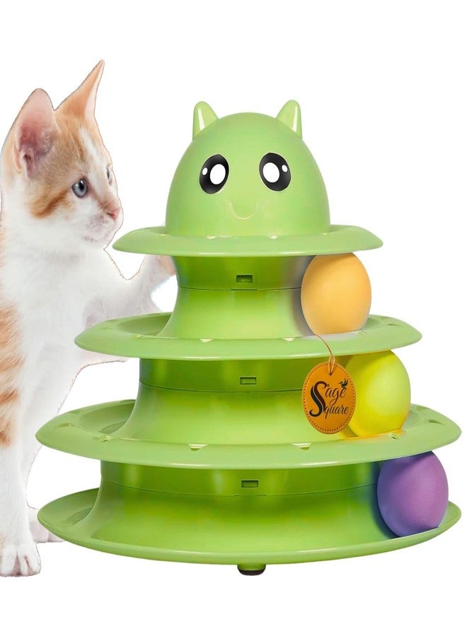 Sage Square Cat Toy Tower - Triple-Layer Ball Track Game for Indoor Cats & Kittens | Interactive Spinning Discs to Boost Hunting Instinct, Energy Release & Paw-Eye Coordination | Fun, Durable - Image 1